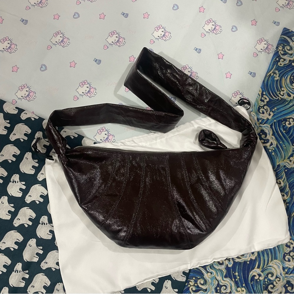 Lemaire Dark Brown Shiny Crescent Shoulder Bag